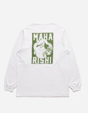 1277 Woodblock Dragon L/S T-Shirt White