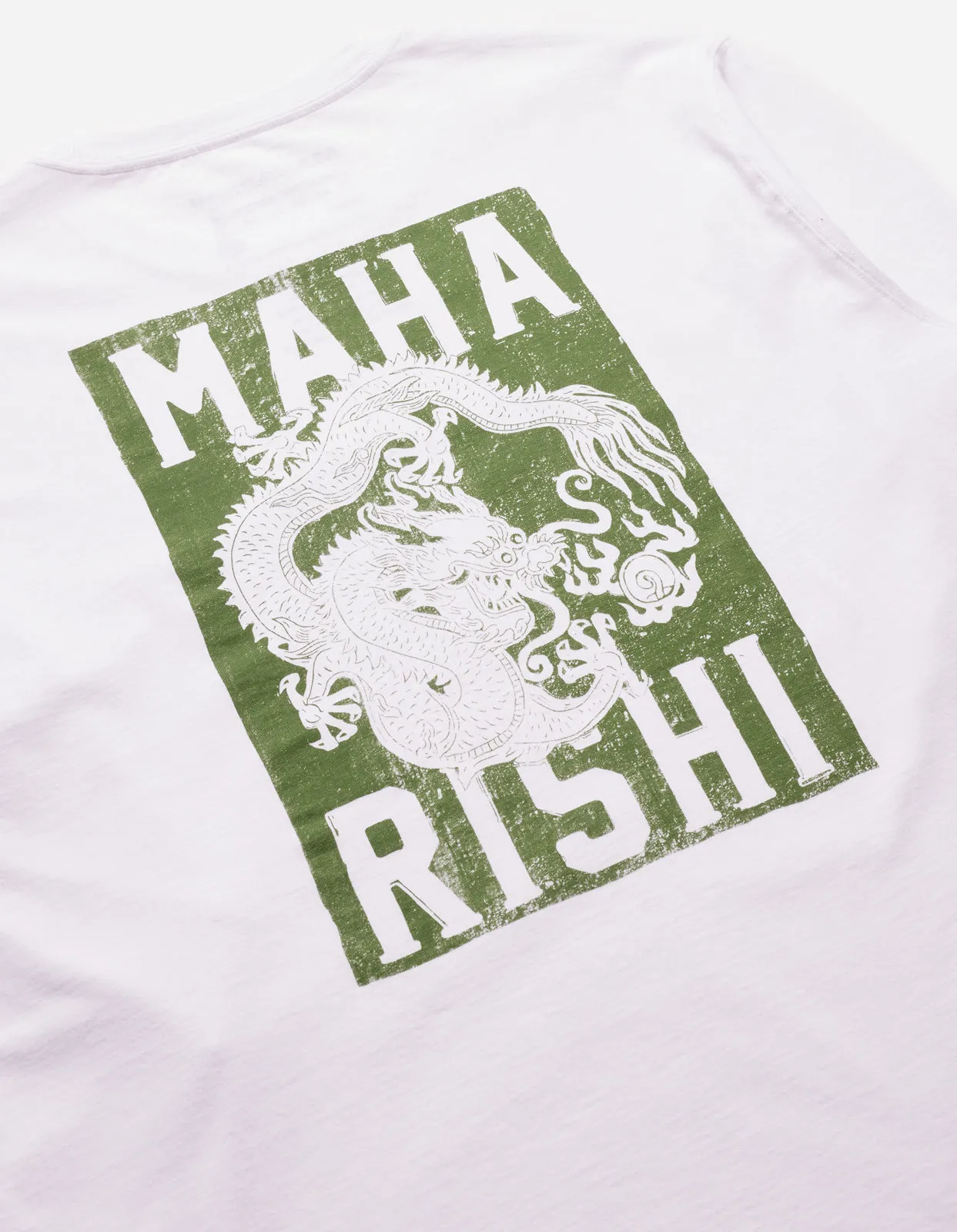 1277 Woodblock Dragon L/S T-Shirt White