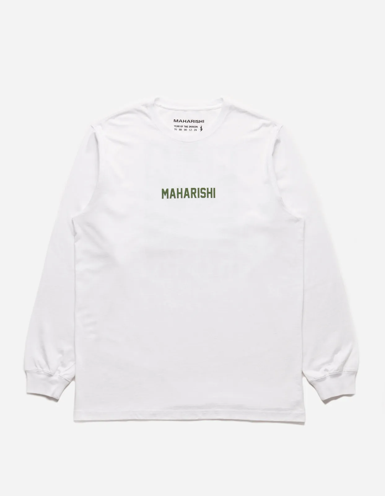 1277 Woodblock Dragon L/S T-Shirt White
