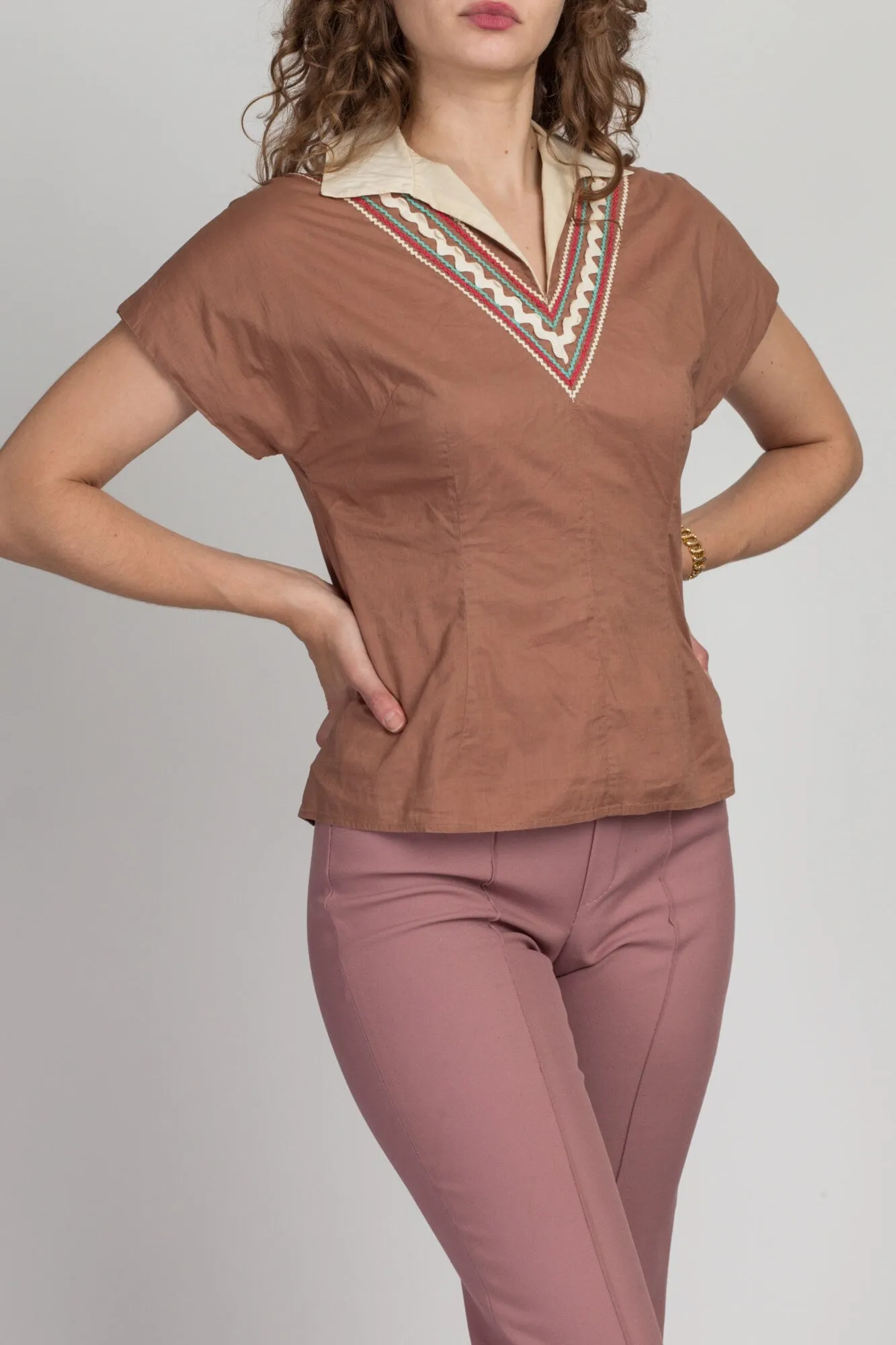 1950s Southwestern Patio Blouse - Large