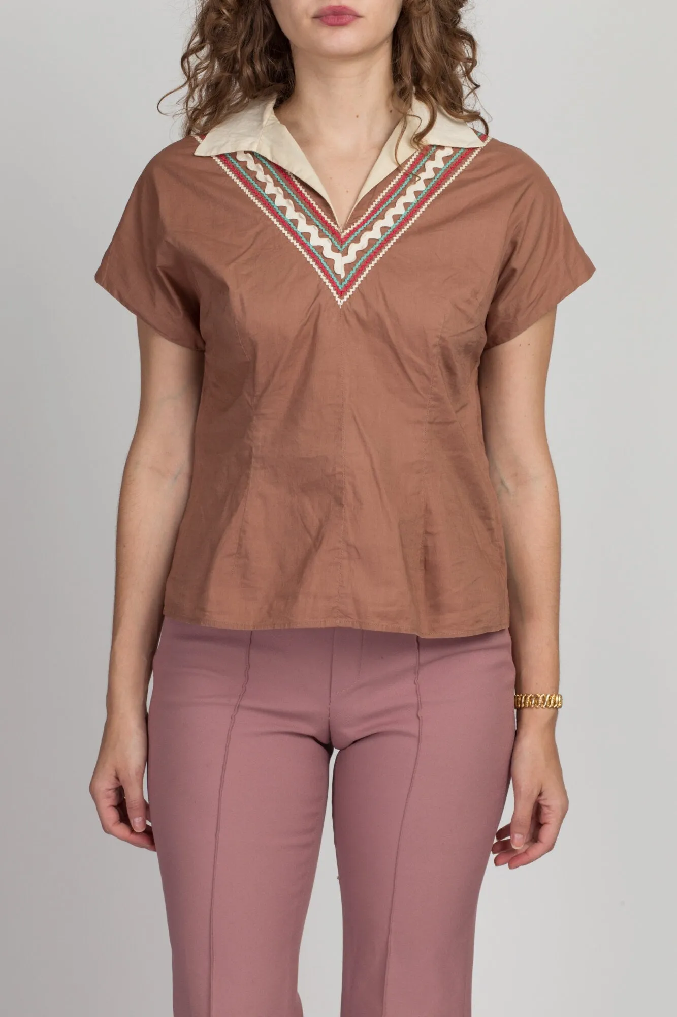 1950s Southwestern Patio Blouse - Large