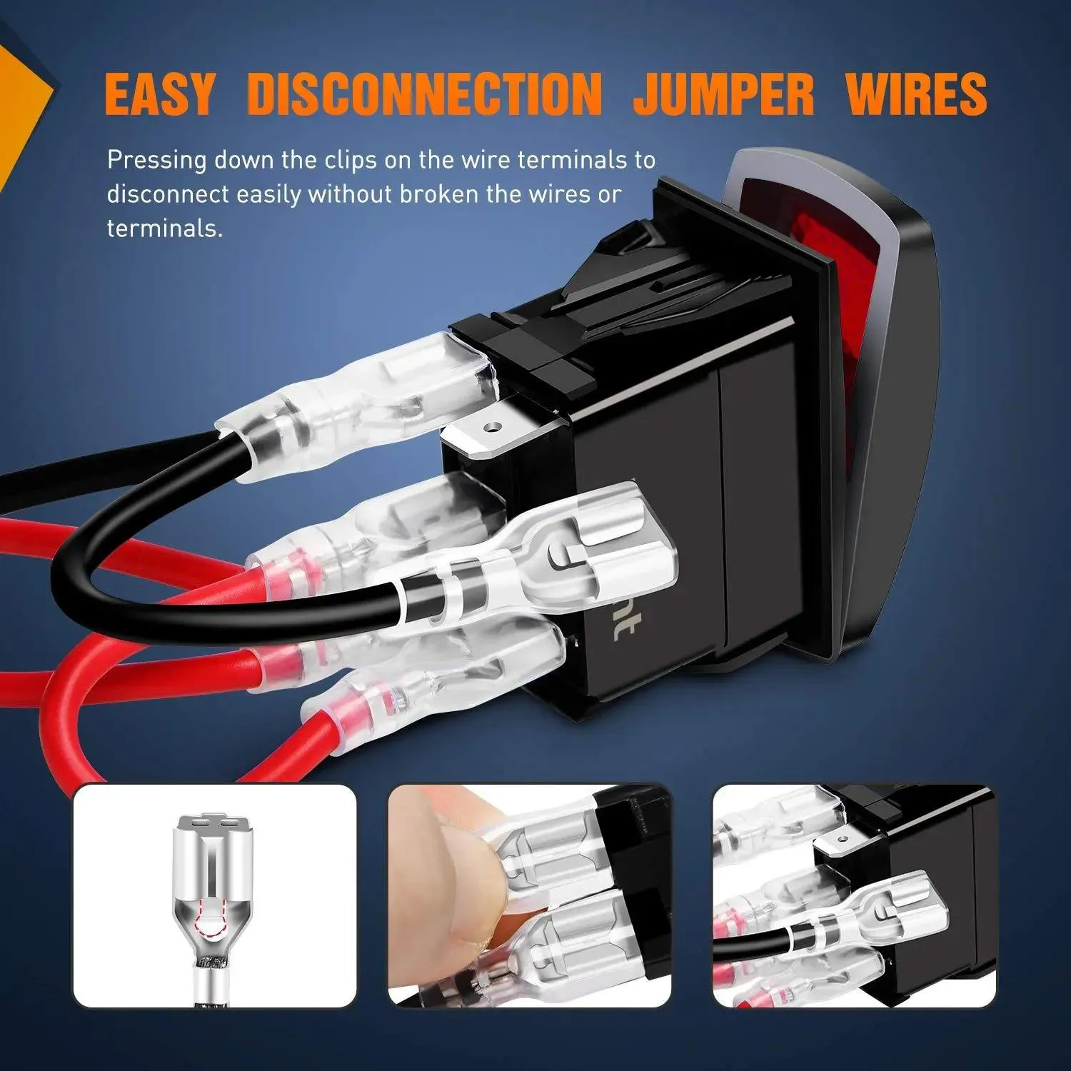 6Pcs 5Pin SPST On/Off Rocker Switch Red