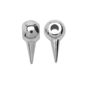 Acrylic Spike Large Hole Beads, 6x16mm, Bright Silver Tone (10 Pieces)