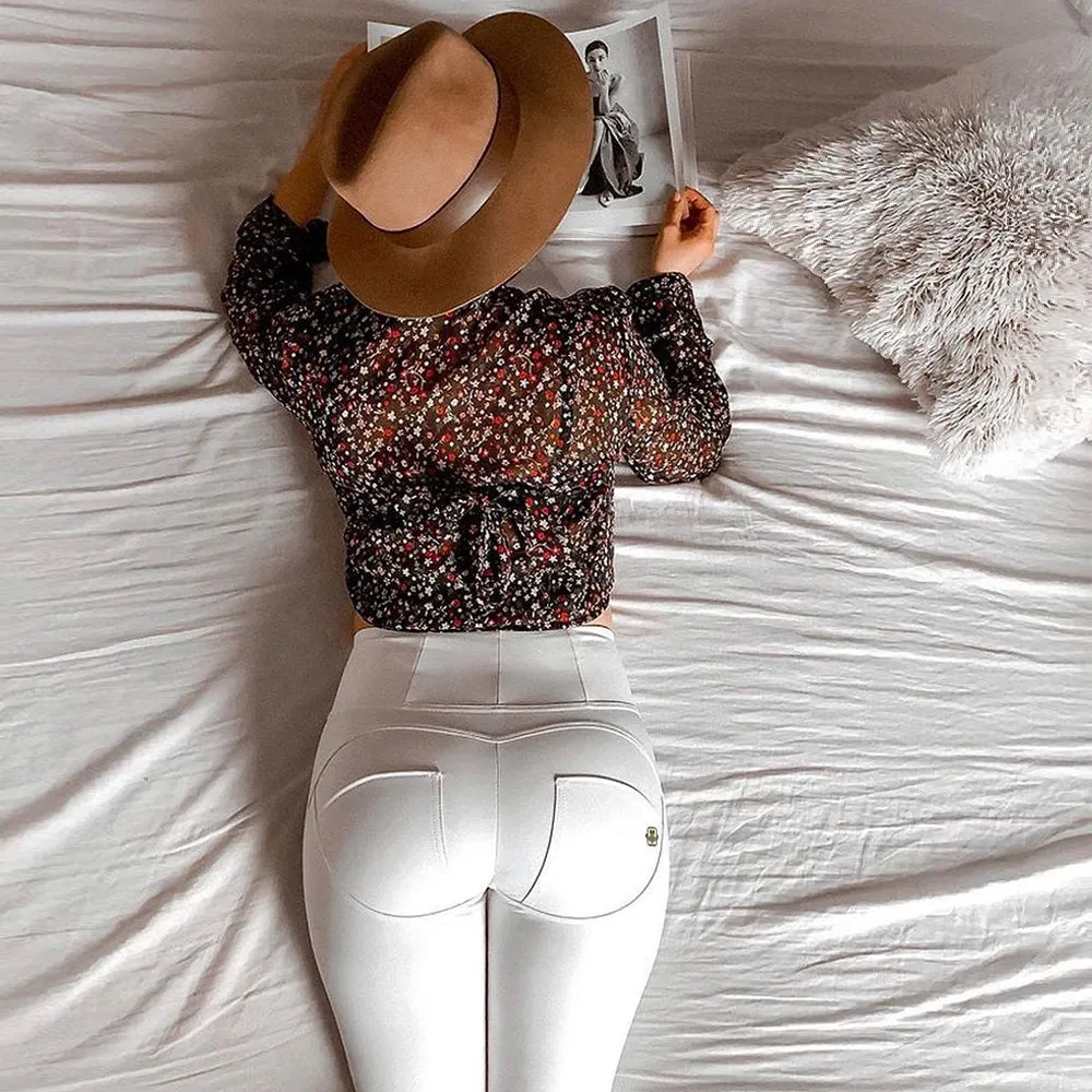 Amy Fashion - Artificial Leather High Waist Pencil Pants