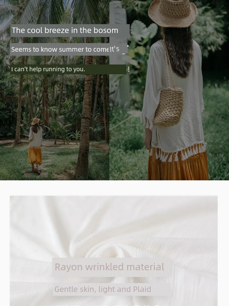 Bohemian Ethnic Style Embroidered Loose Blouson