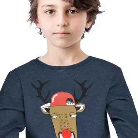 Boys Jumper Sweatshirt | Blue with Rudolph Reindeer Print | Age 1-4 Years | 1A