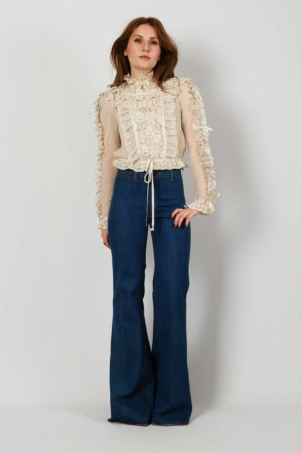 Cream Lace & Crochet Blouse