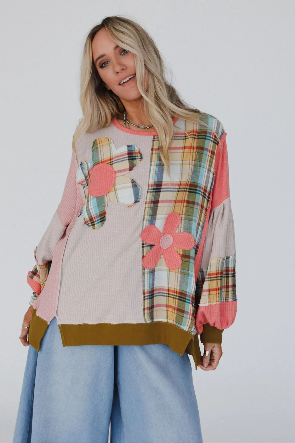 Daisy Joy Mix Print Top - Coral