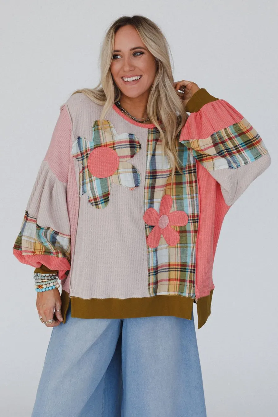 Daisy Joy Mix Print Top - Coral