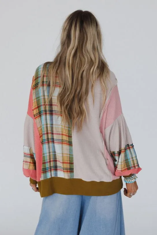Daisy Joy Mix Print Top - Coral
