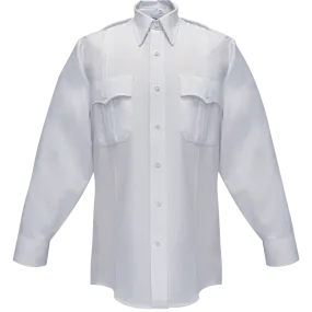 Flying Cross Duro Poplin Long Sleeve Shirt w/ Sewn-In Creases - White