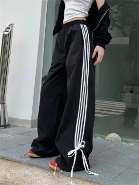 Girlary Black Sports Pants Women Chic Autumn Classic Wide Leg All Match Casual Fashion Wide Leg Slim Loose High Waist