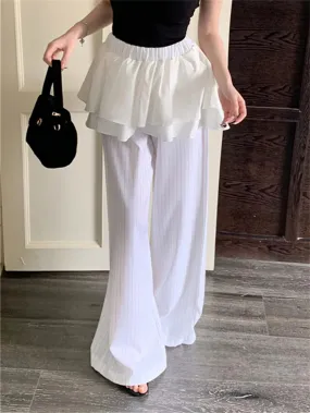 Girlary High Waist Skirt Pants Women Ruffles Chic Summer 2024 Office Lady Streetwear New Arrival Casual Office Lady Wide Leg