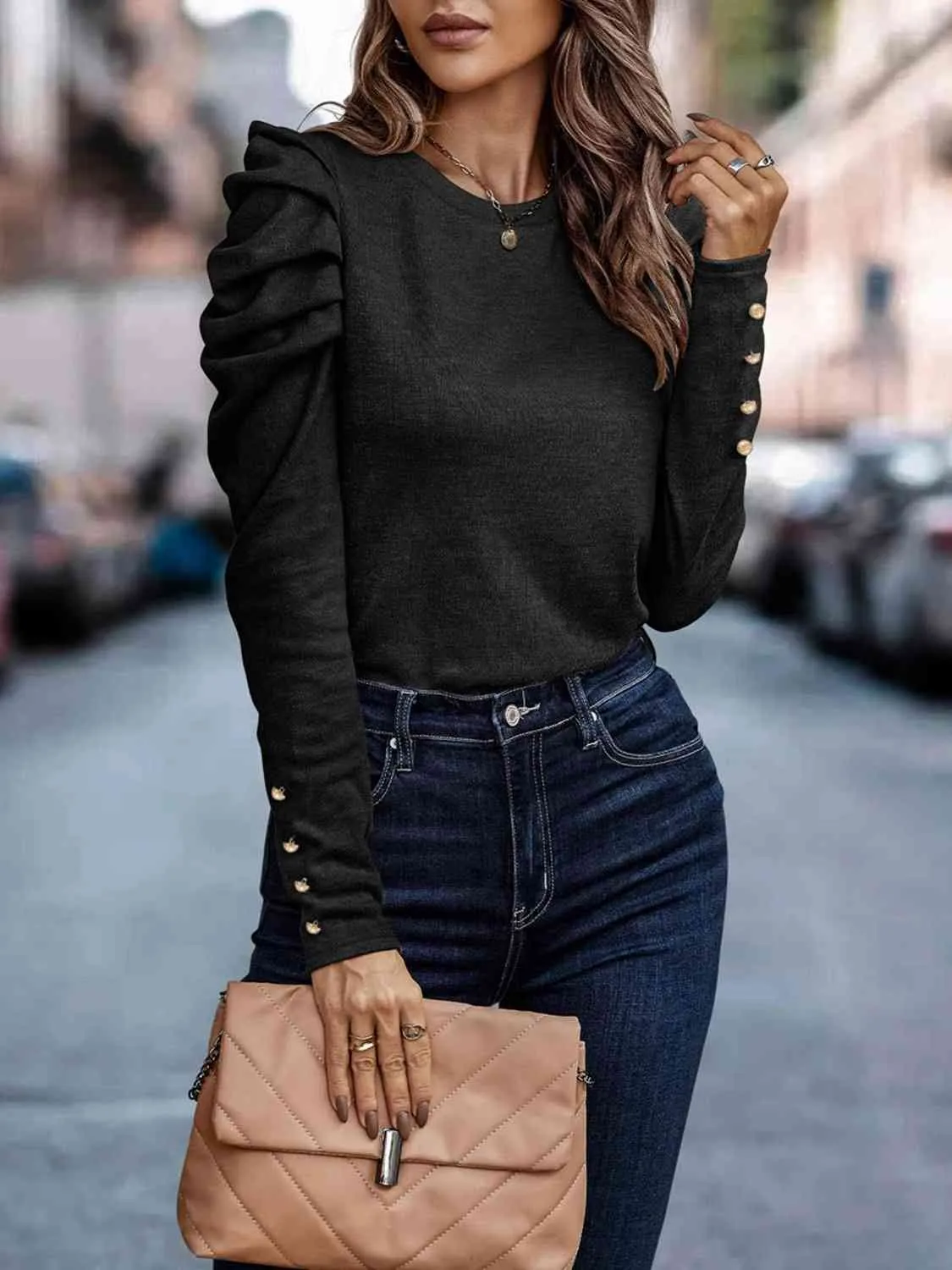 Gorgeous Button Puff Sleeve Shirt - Available in Several Colors
