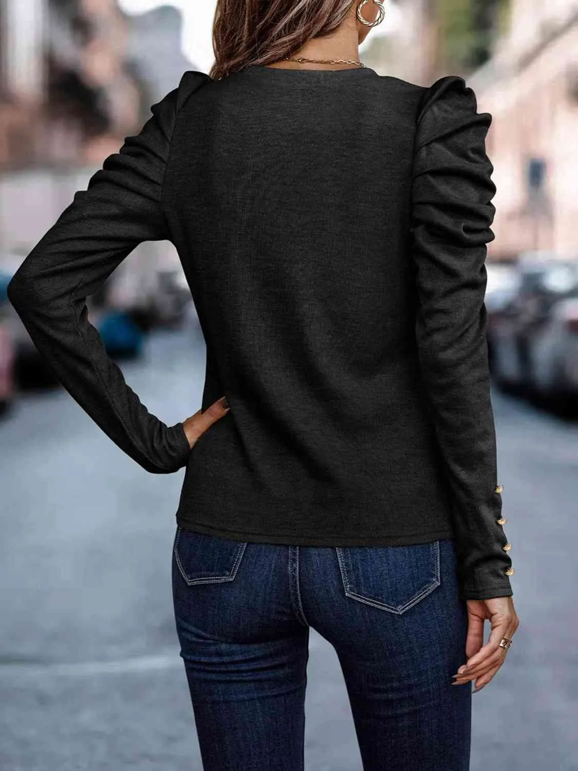 Gorgeous Button Puff Sleeve Shirt - Available in Several Colors