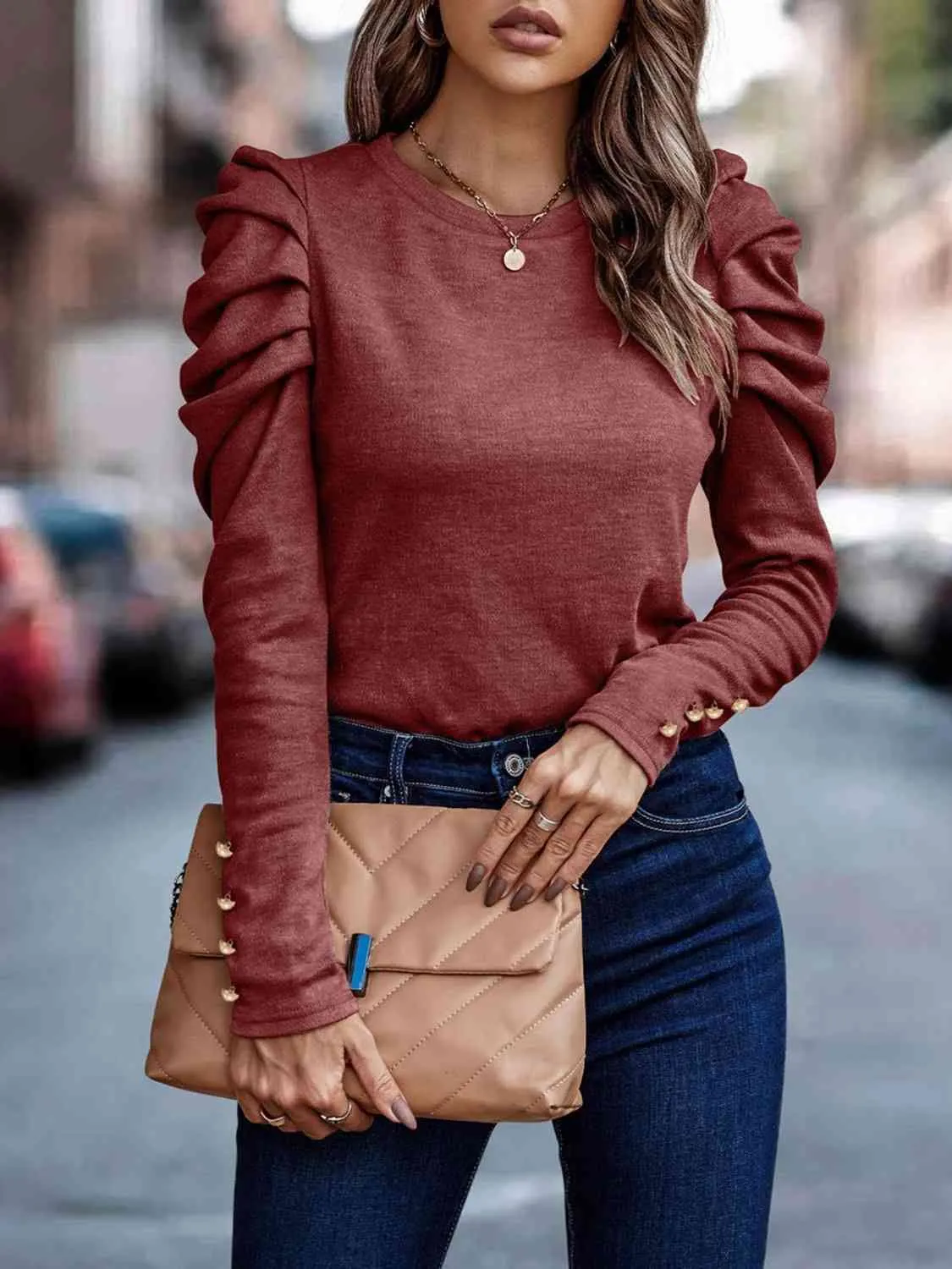 Gorgeous Button Puff Sleeve Shirt - Available in Several Colors