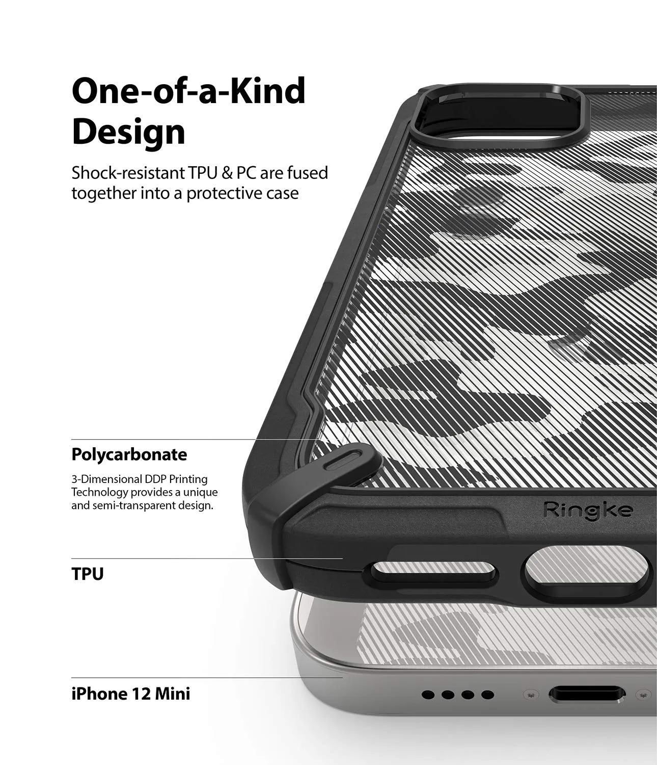 iPhone 12 Mini Back Cover Case | Fusion X Design - Camo Black