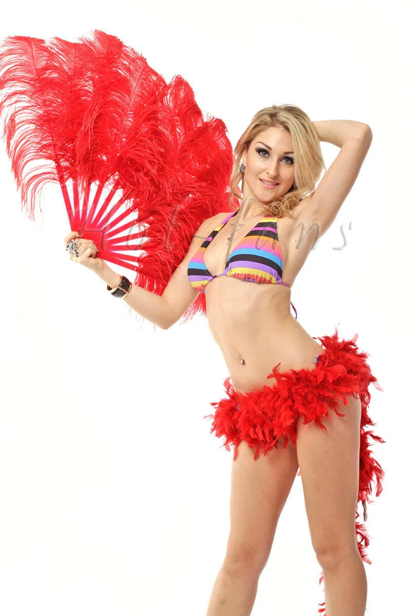 Luscious Red  Single layer Feather fan 25"x 45"