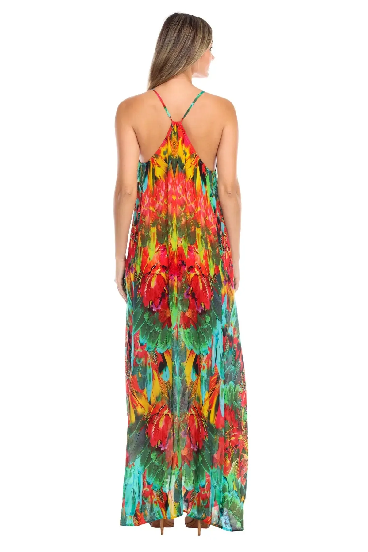 Macaw Women's T Back Front Pocket Bohemian Maxi Dress