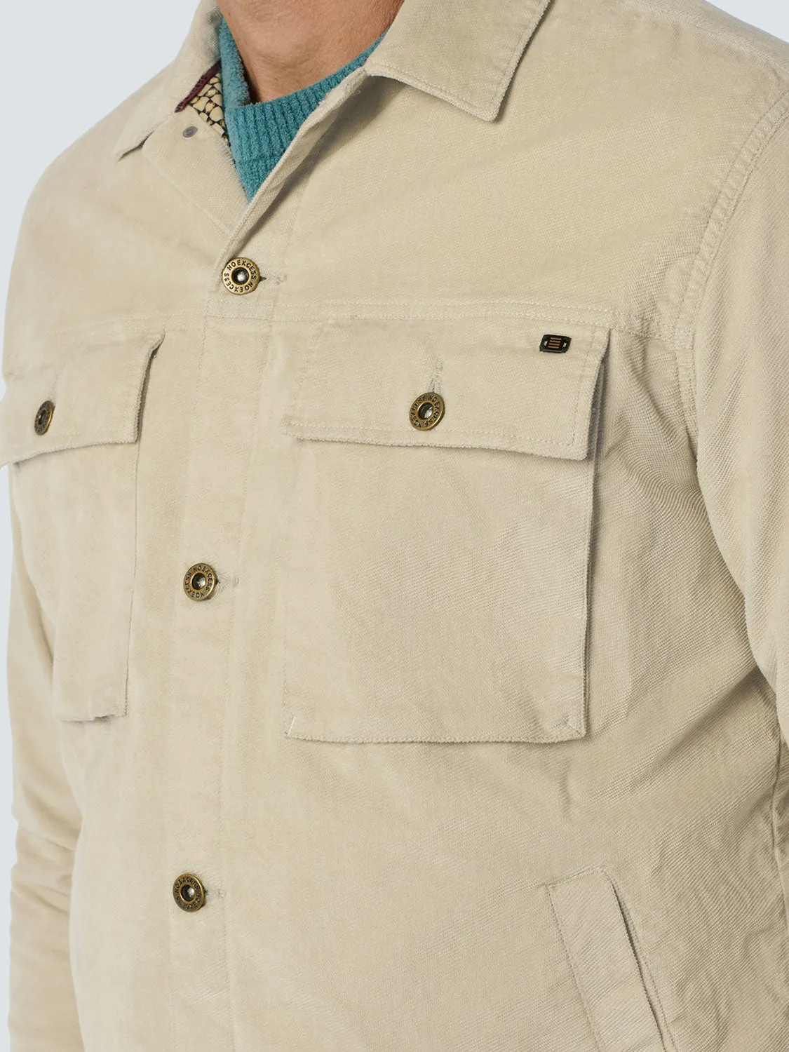 Modern Corduroy Overshirt with Chest Pockets | Cement