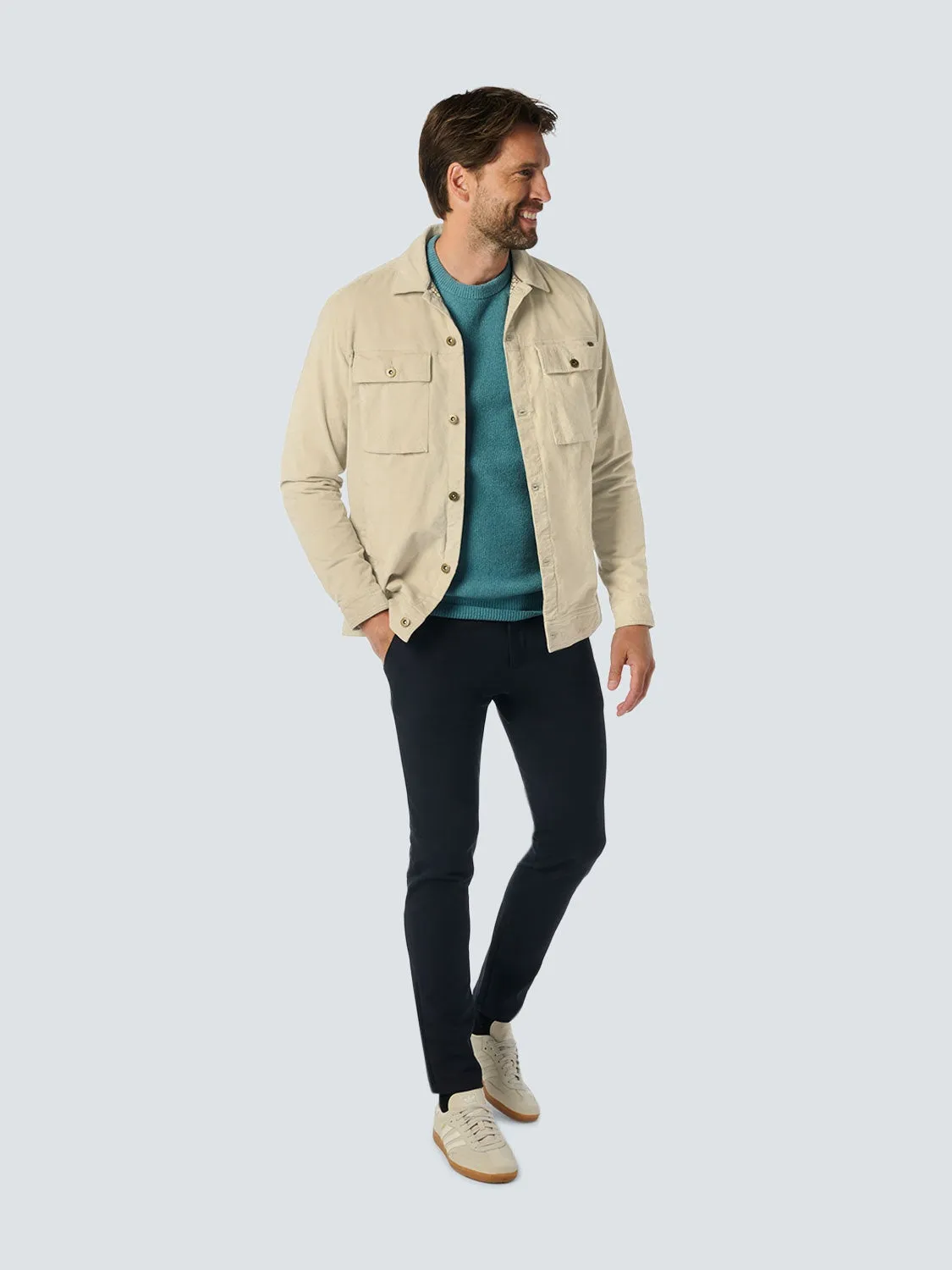 Modern Corduroy Overshirt with Chest Pockets | Cement