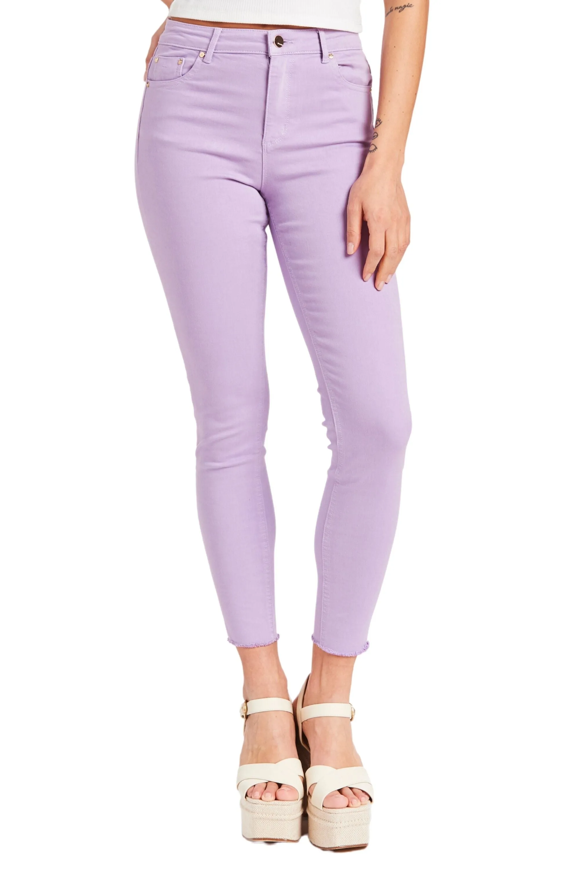 Mona - Basic Hi Waist Skinny Crop Pants