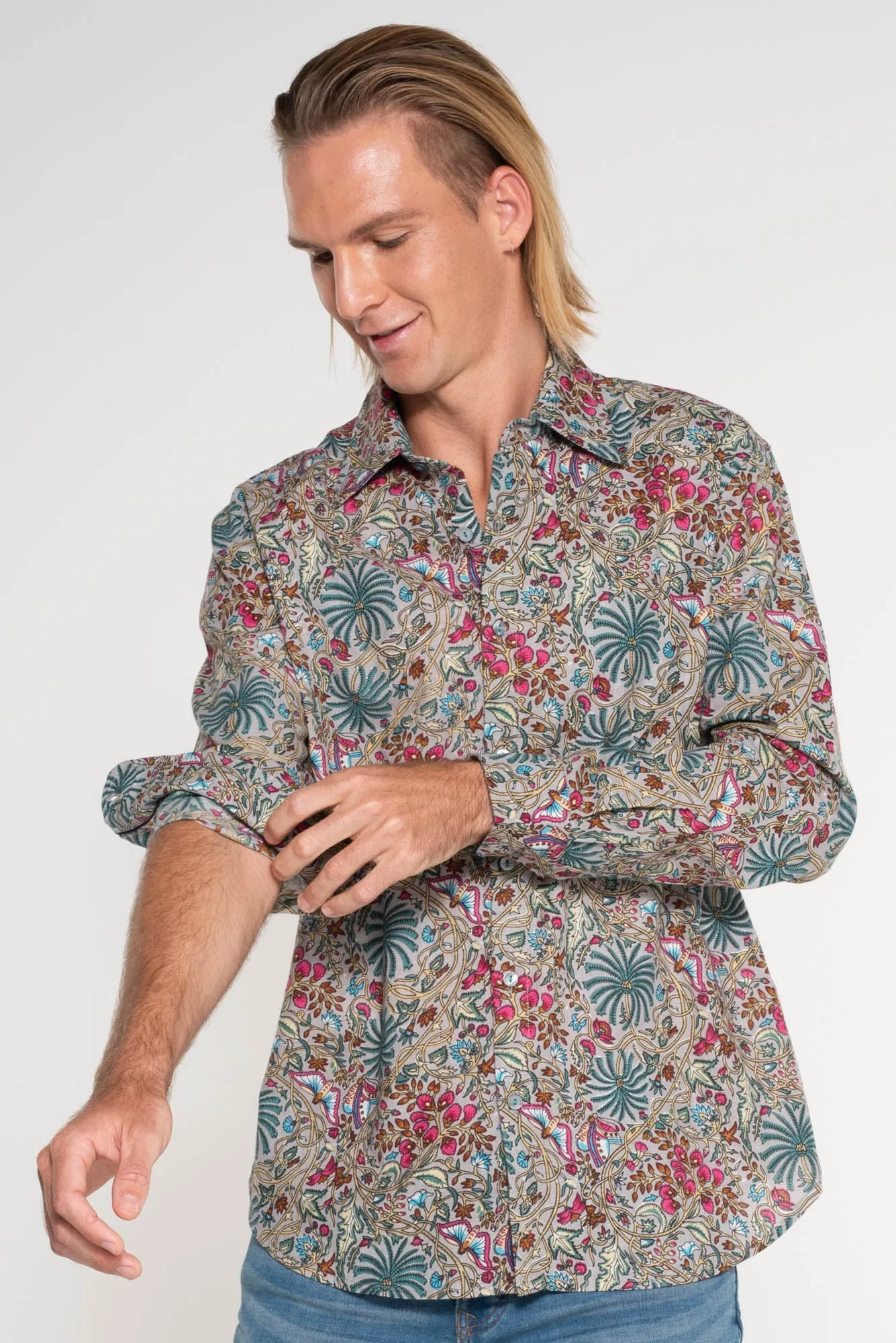 Mr Darcy Mens Shirt Silvery Butterfly