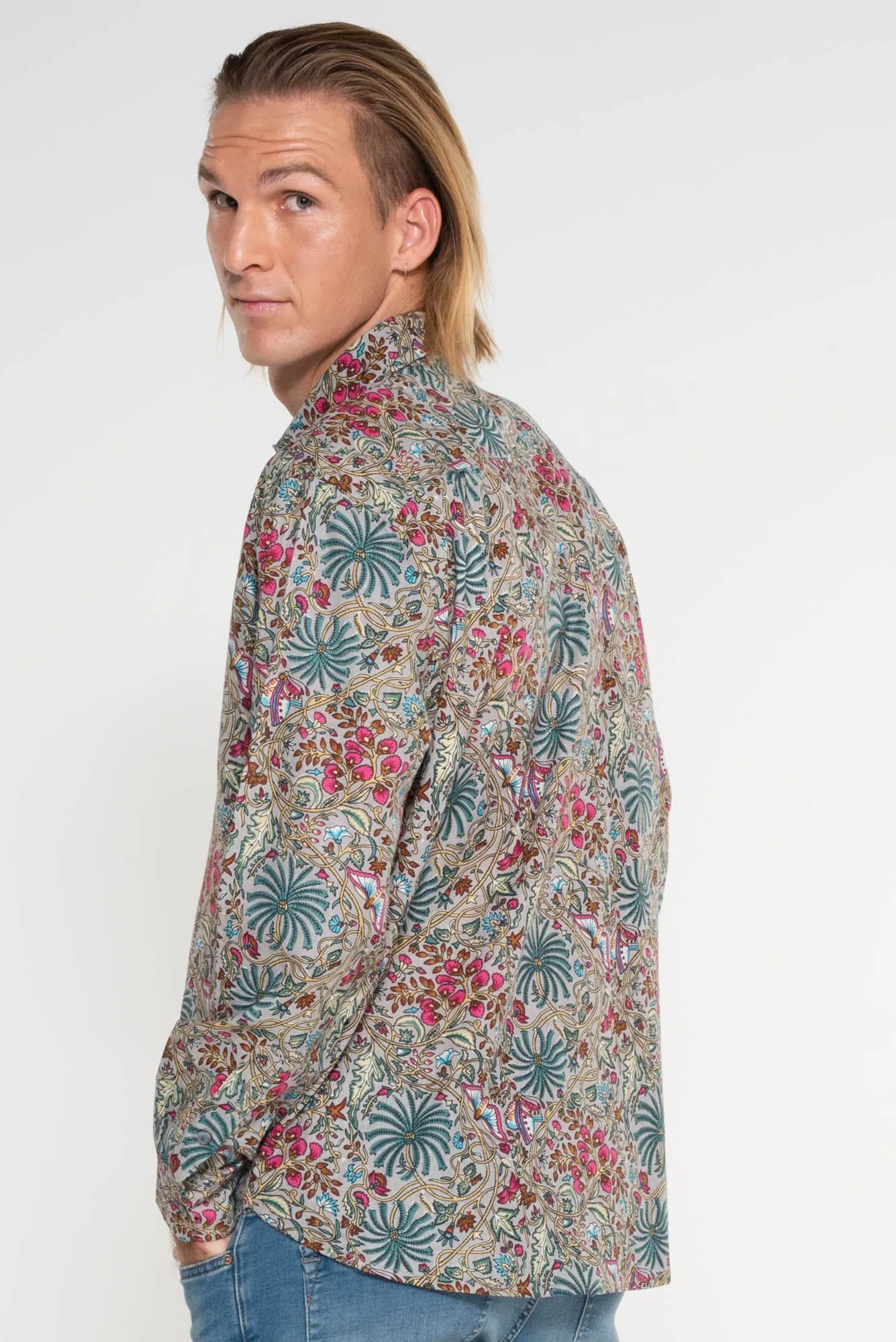 Mr Darcy Mens Shirt Silvery Butterfly