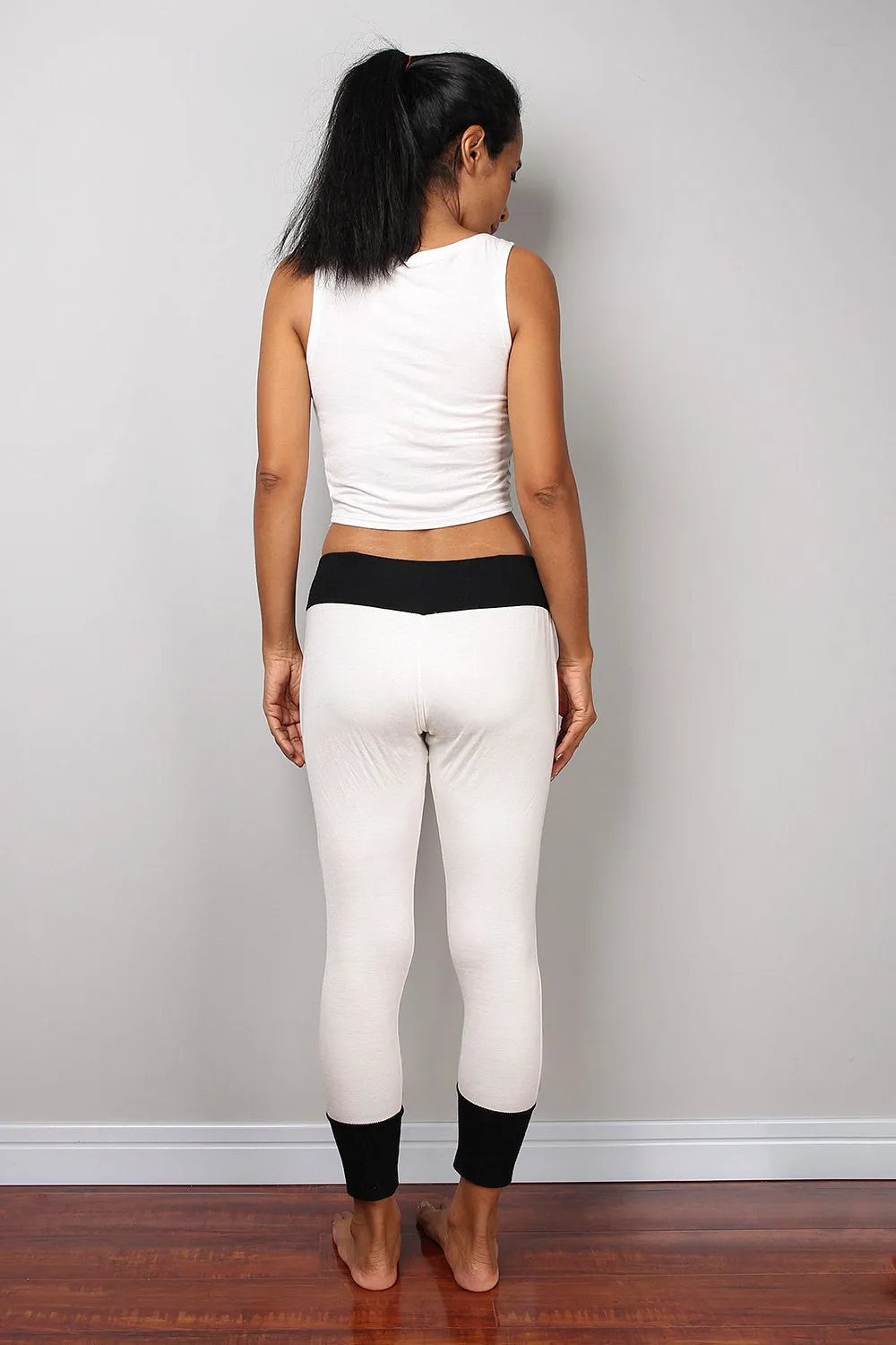 Off white pants / off white yoga pants / semi long white pants : Urban Chic Collection no 39