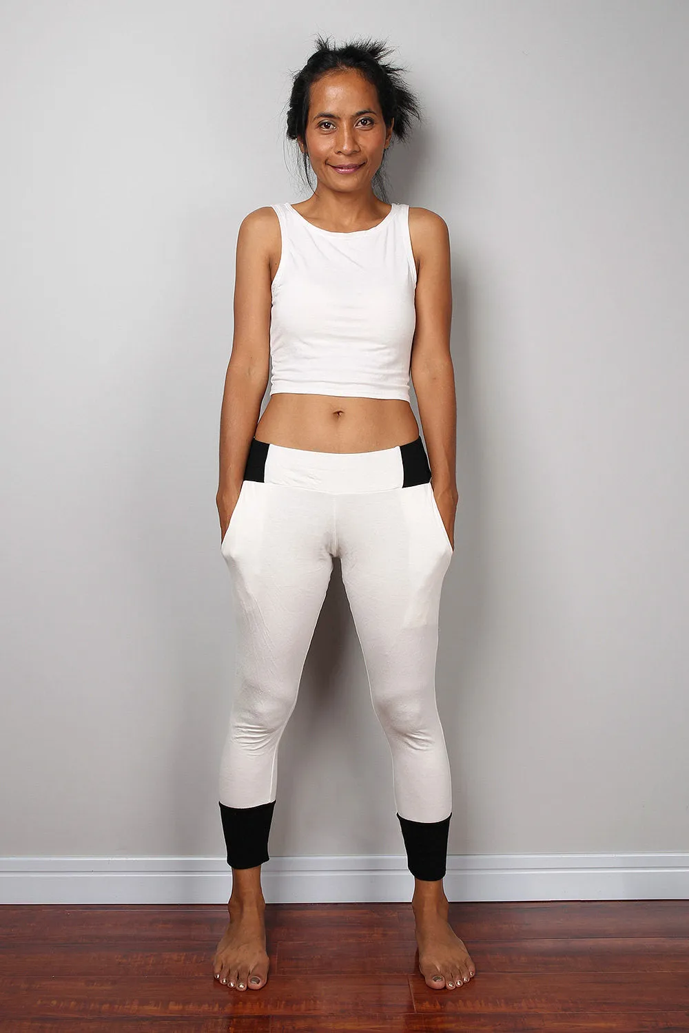Off white pants / off white yoga pants / semi long white pants : Urban Chic Collection no 39