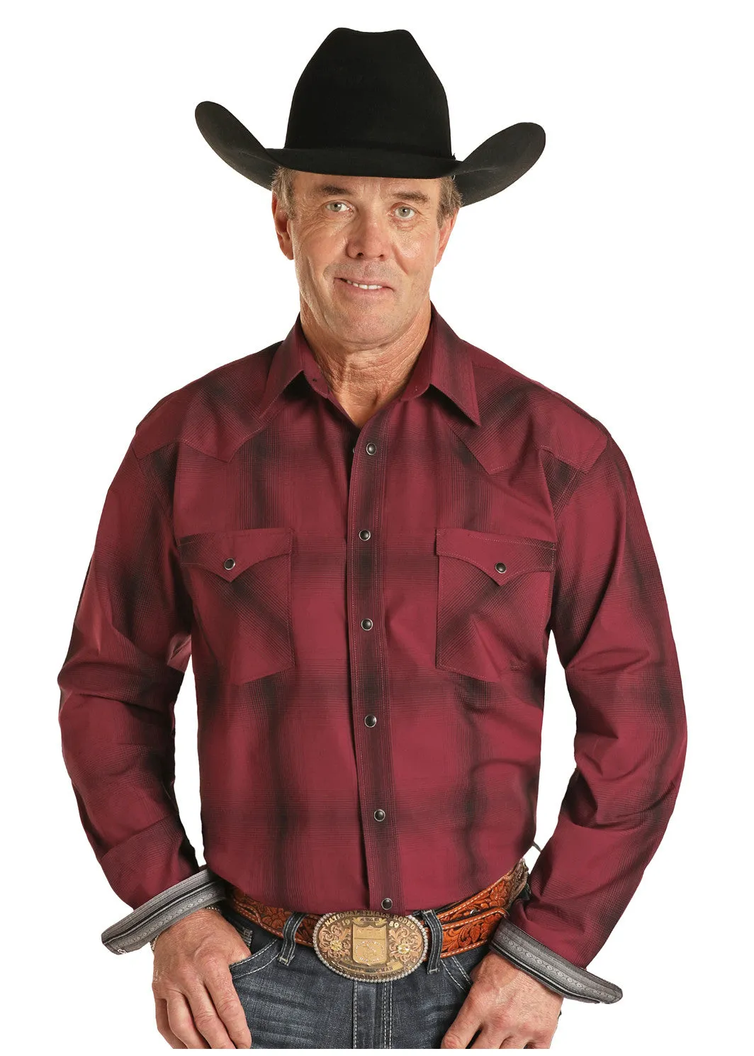 Panhandle Slim Men's Ombre Plaid Traditional Shirt
