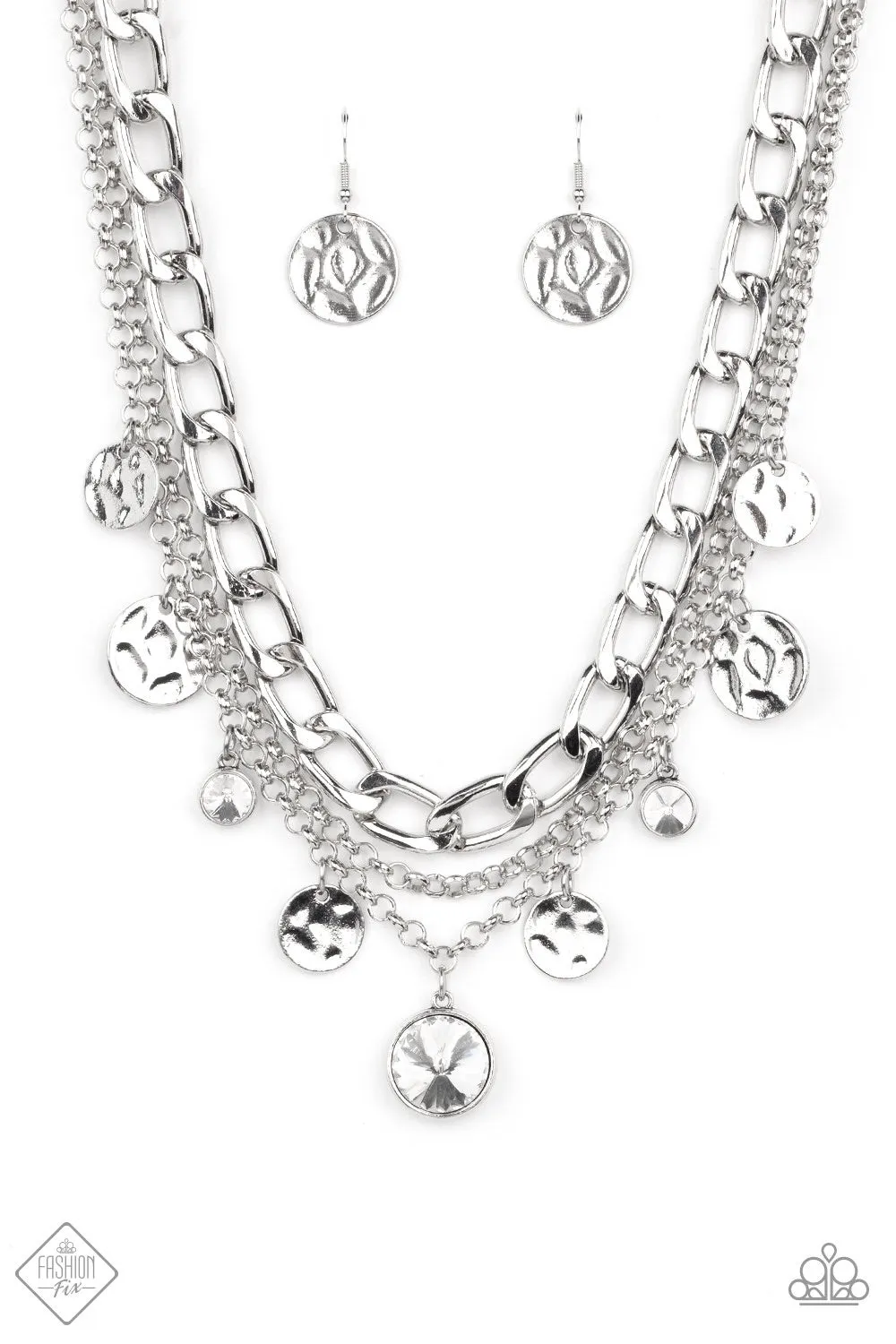 Paparazzi September 2022 Fashion Fix-Industrial Noise - White Necklace