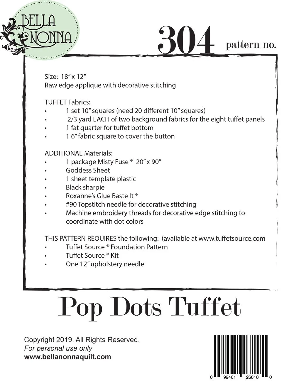 Pop Dots Tuffet Pattern