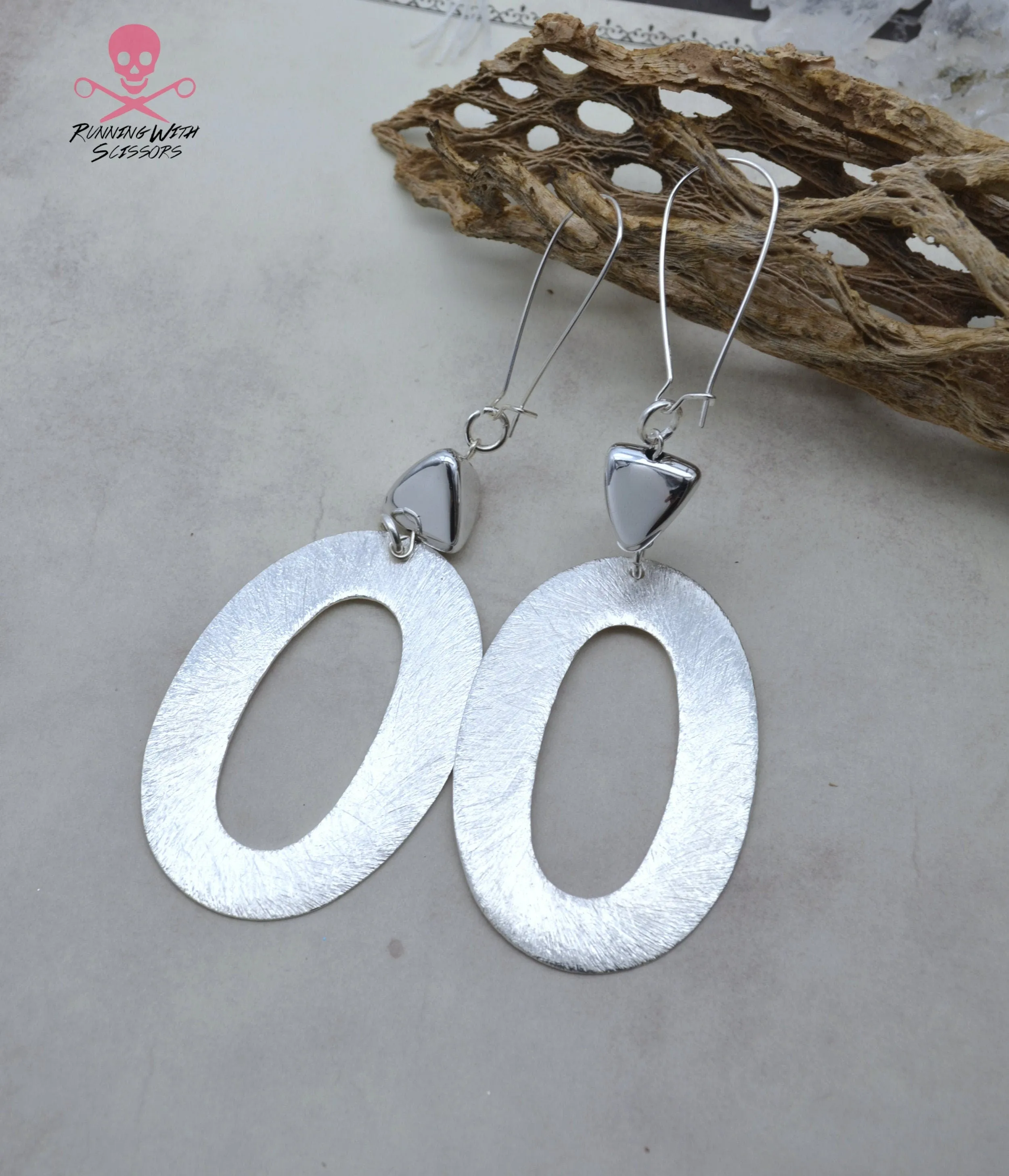 SALE Gilded Silver Hoop Dangle Earrings