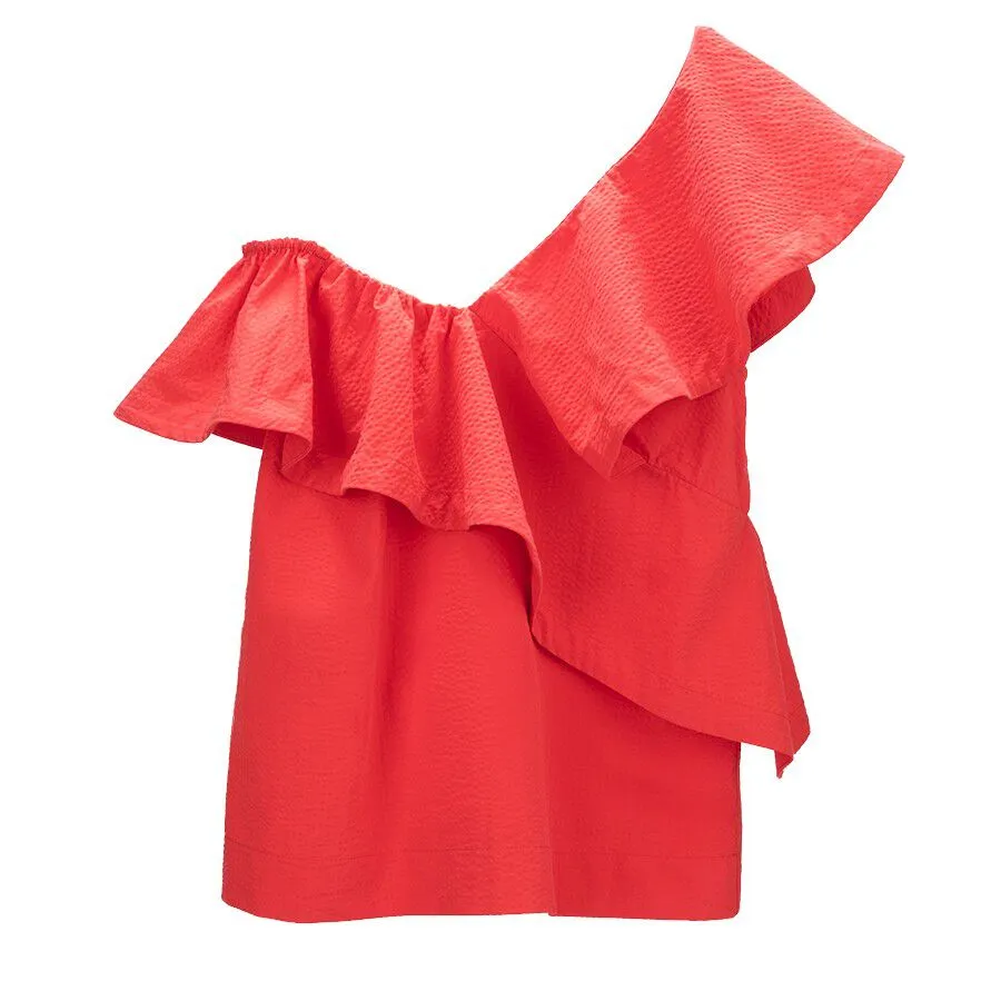 Seersucker Flounce Top