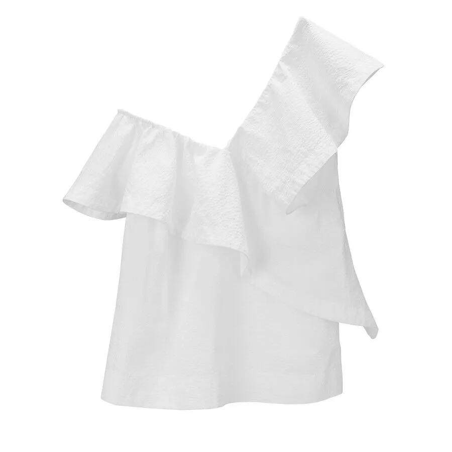 Seersucker Flounce Top