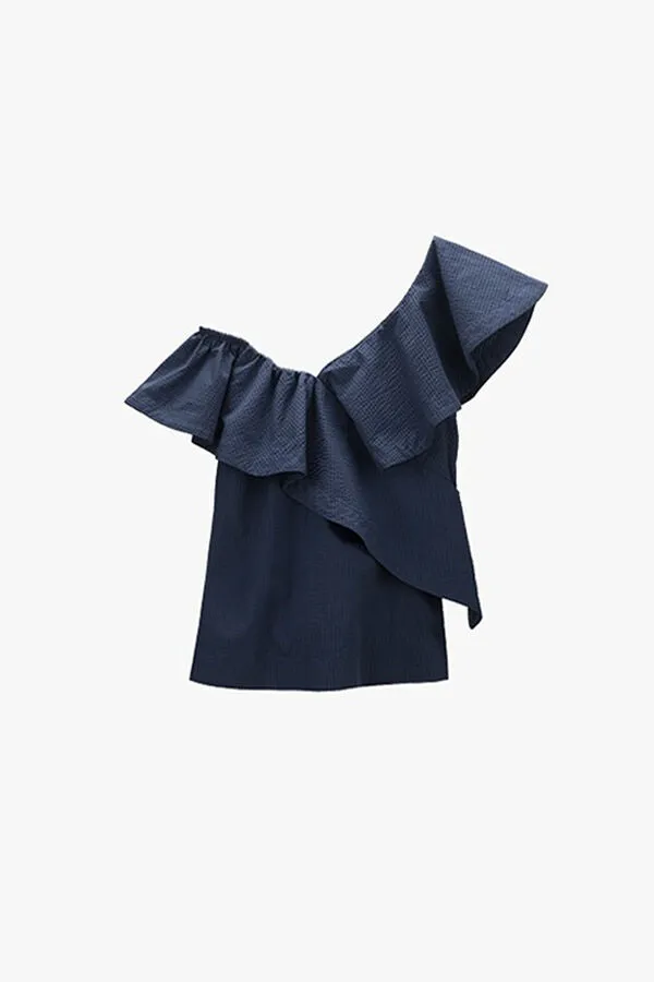 Seersucker Flounce Top