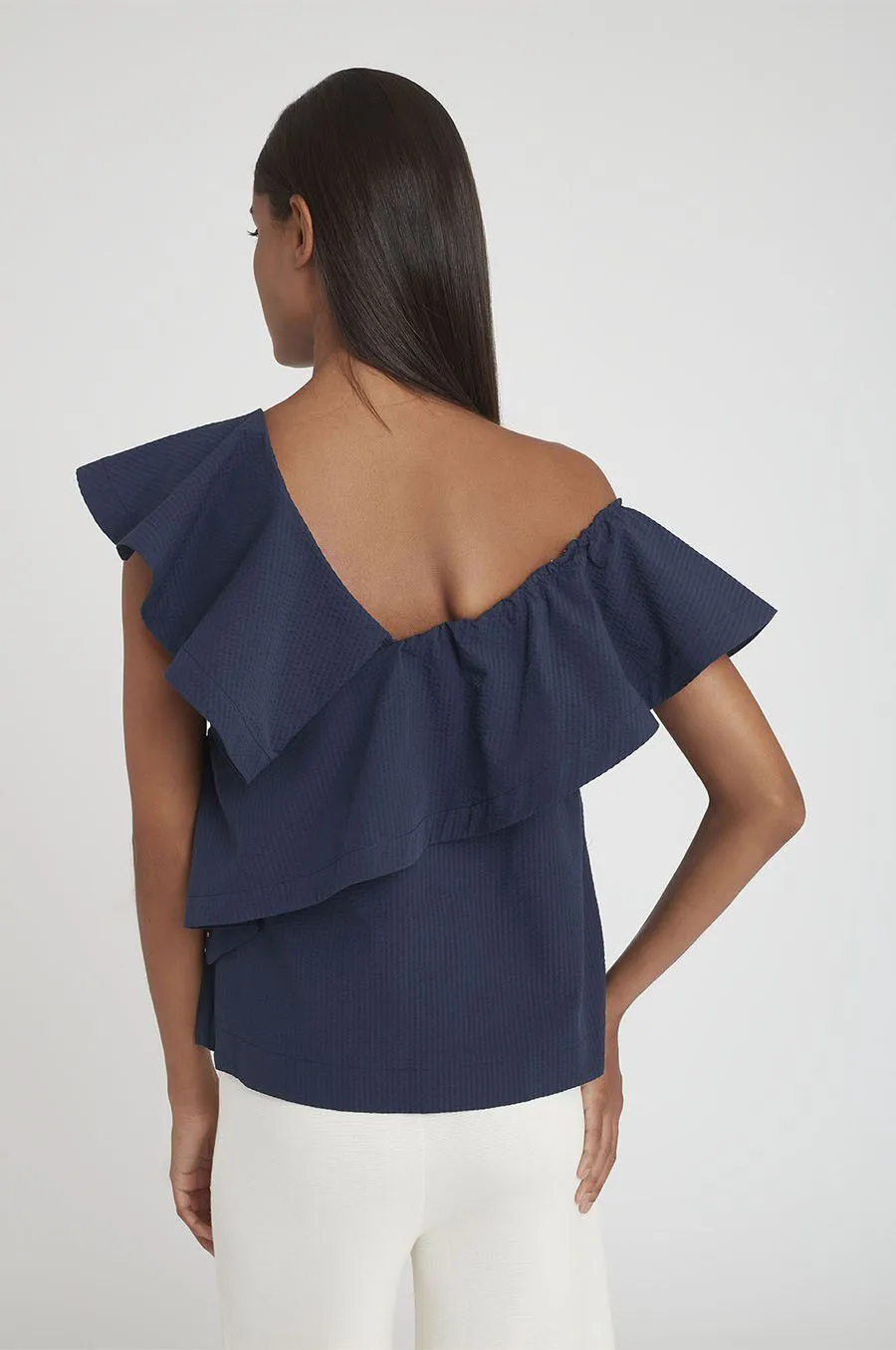 Seersucker Flounce Top