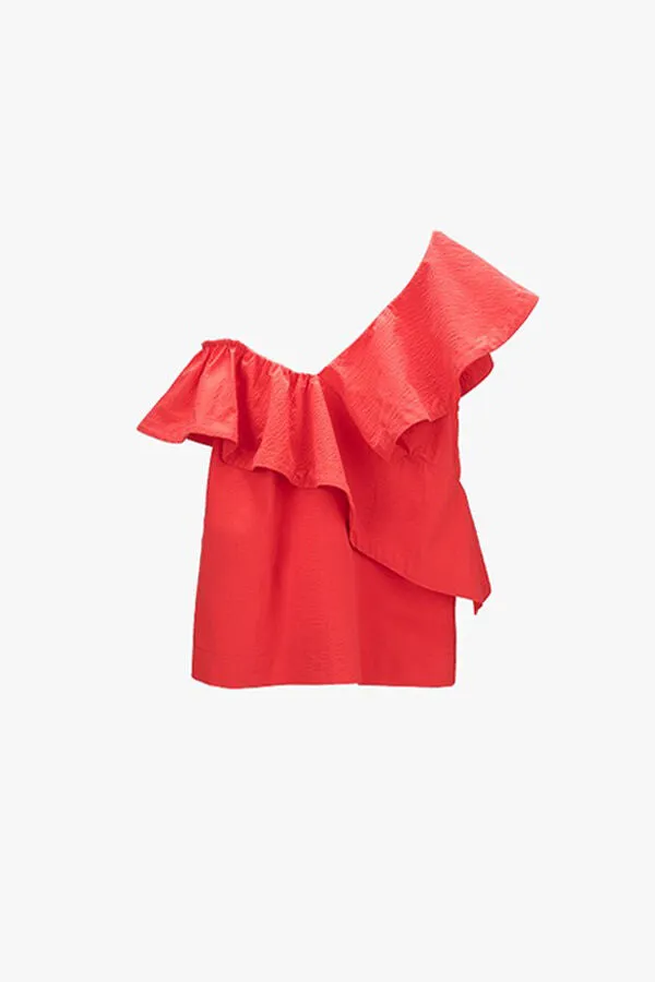 Seersucker Flounce Top