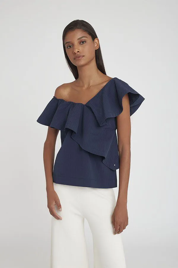 Seersucker Flounce Top