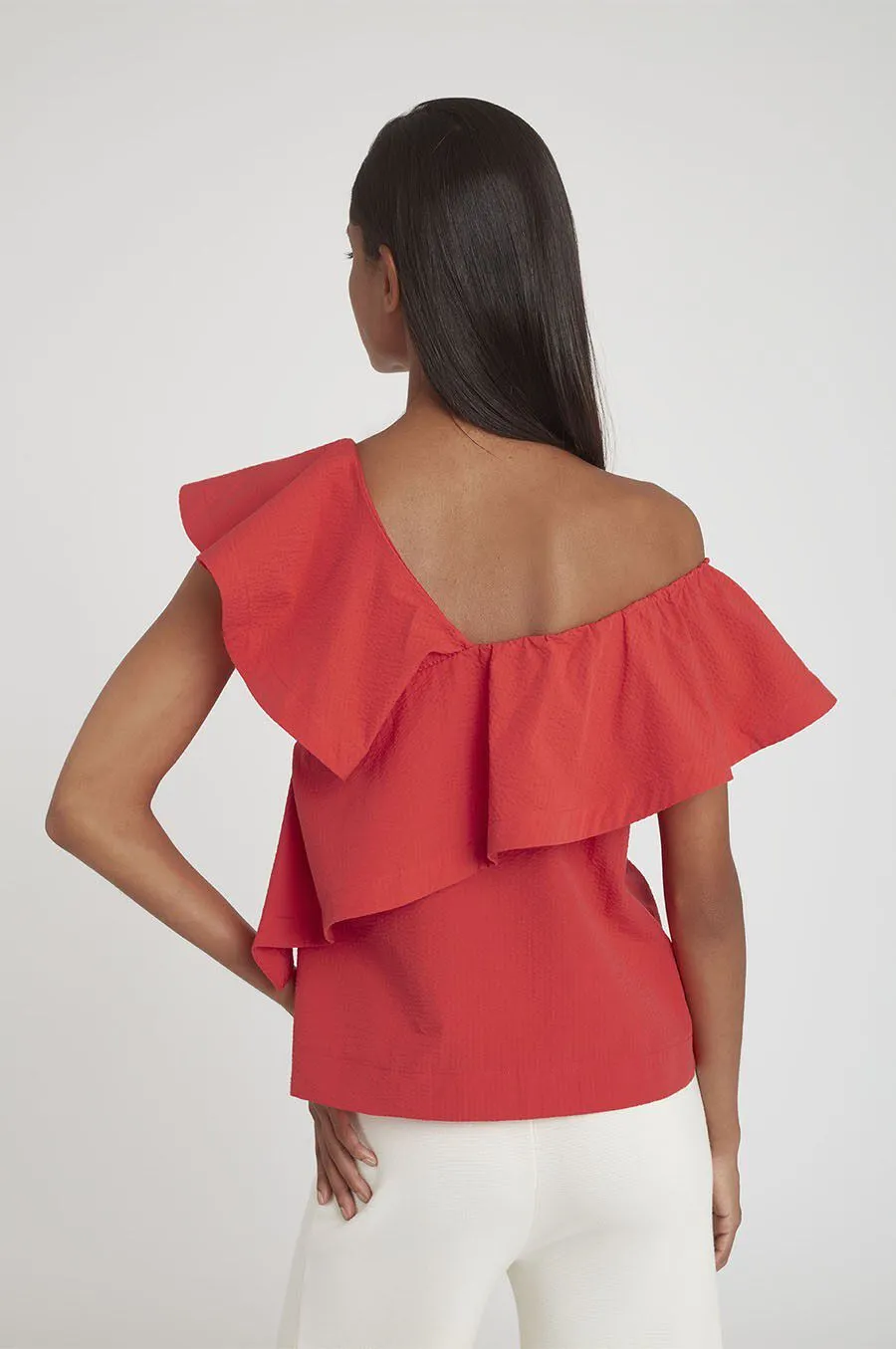 Seersucker Flounce Top