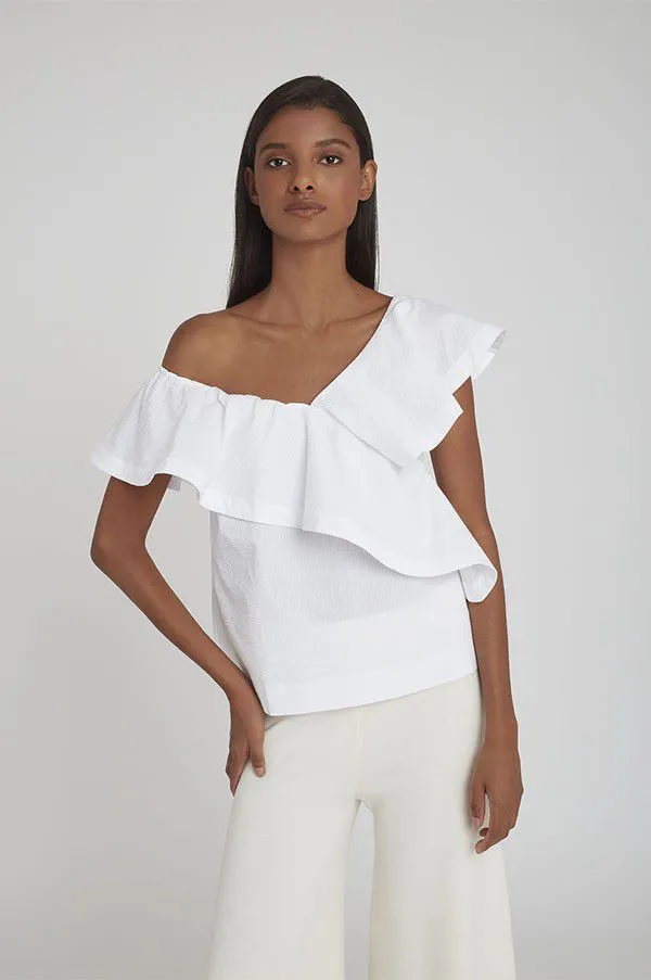 Seersucker Flounce Top