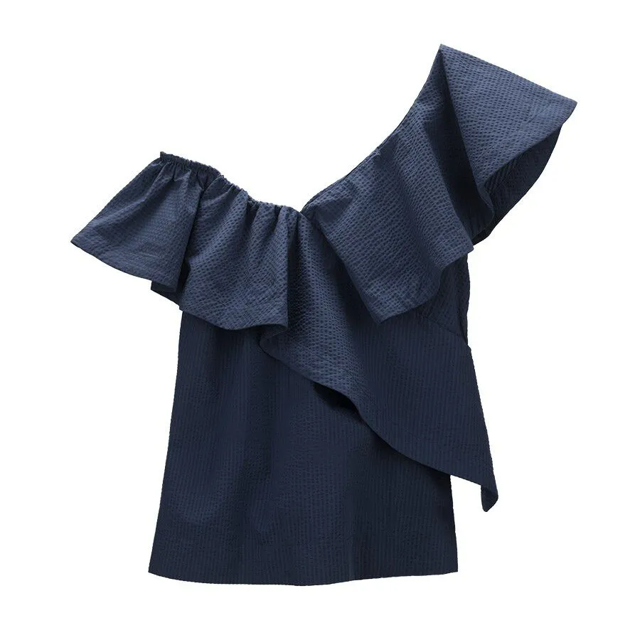 Seersucker Flounce Top
