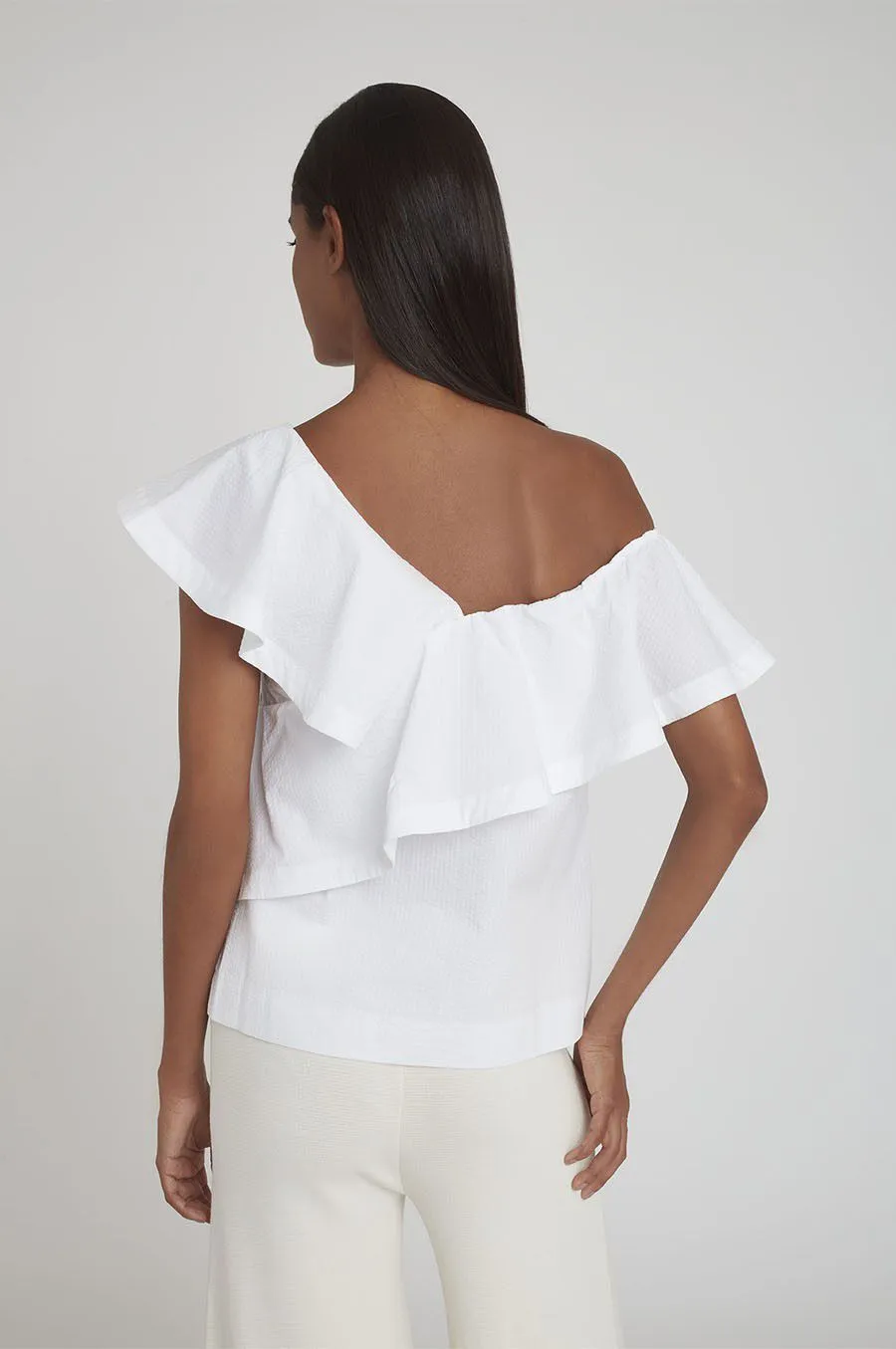 Seersucker Flounce Top