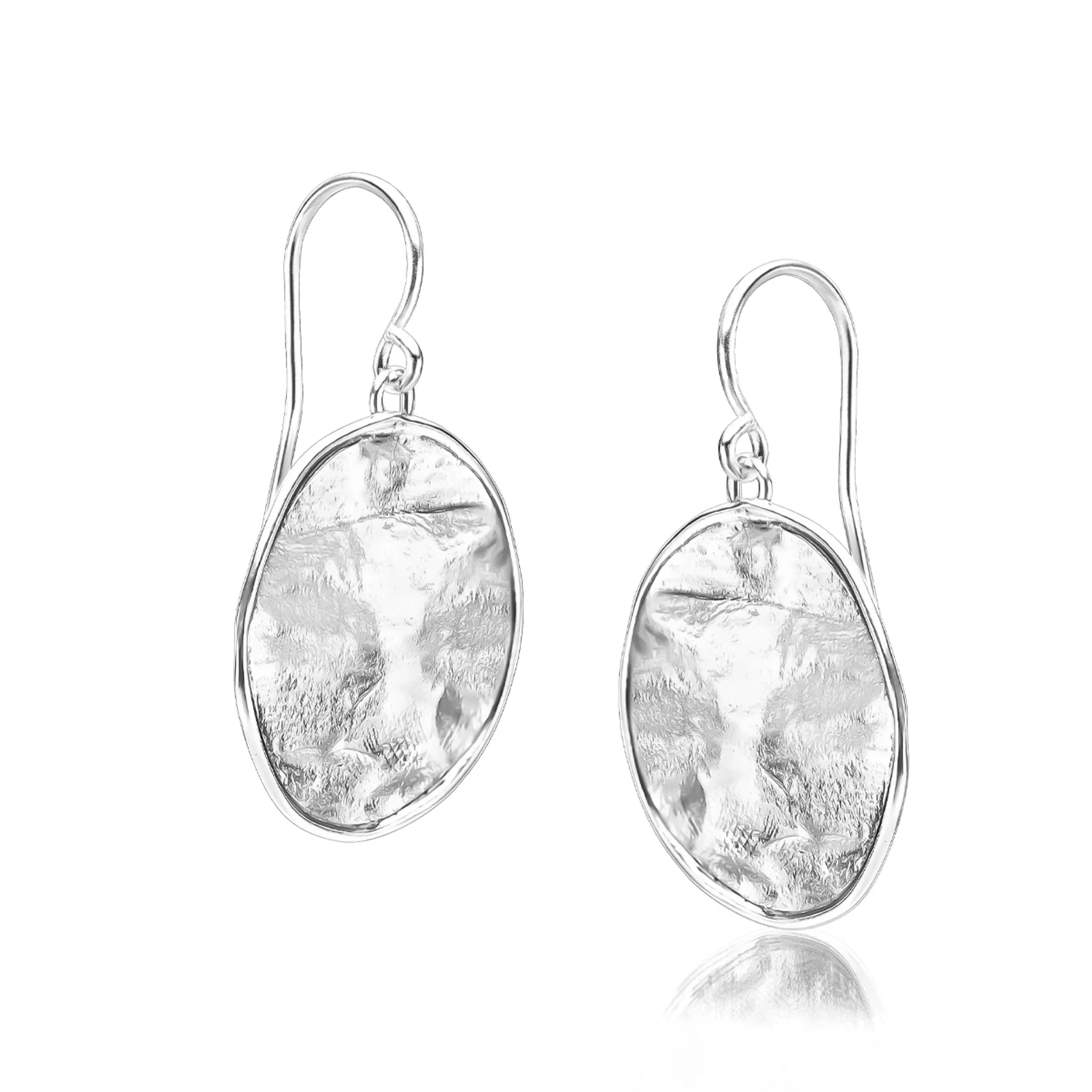 Sterling Silver Large Disc Dangle Earrings