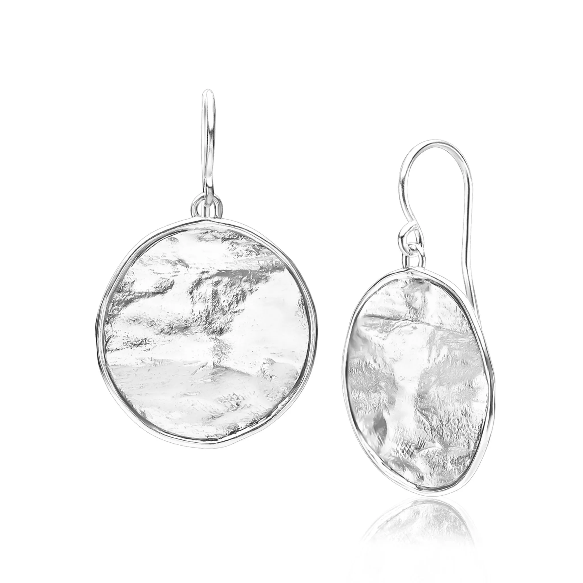 Sterling Silver Large Disc Dangle Earrings