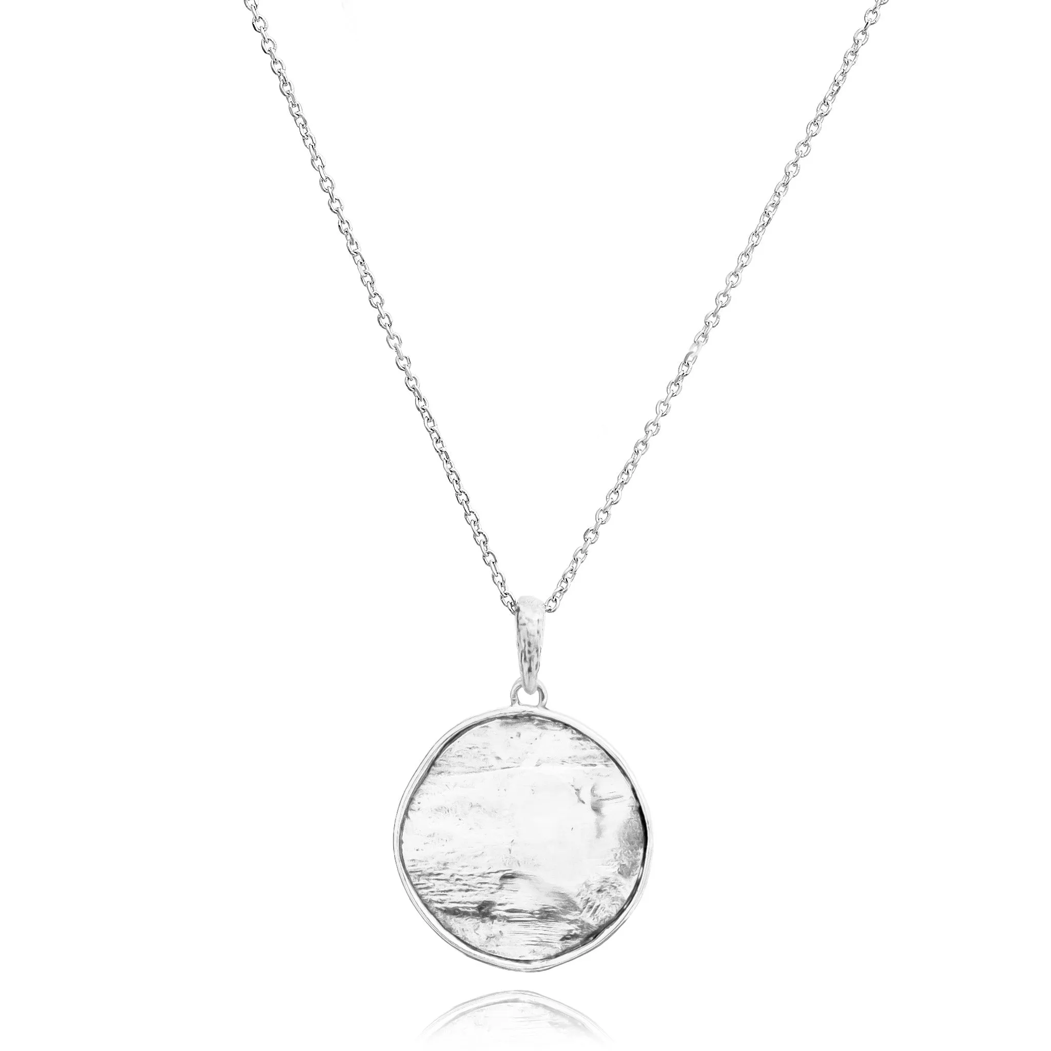 Sterling Silver Large Disc Pendant Necklace