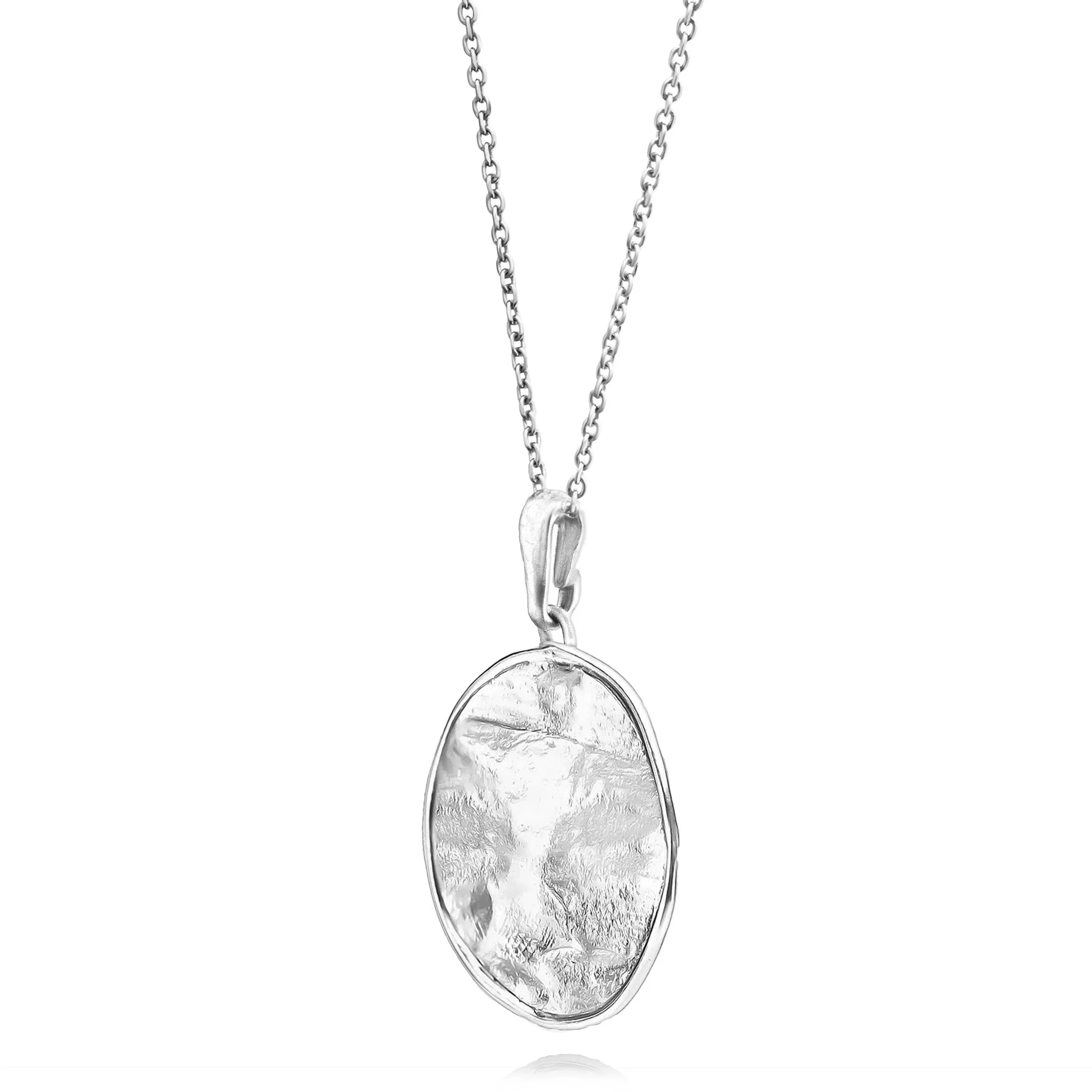 Sterling Silver Large Disc Pendant Necklace
