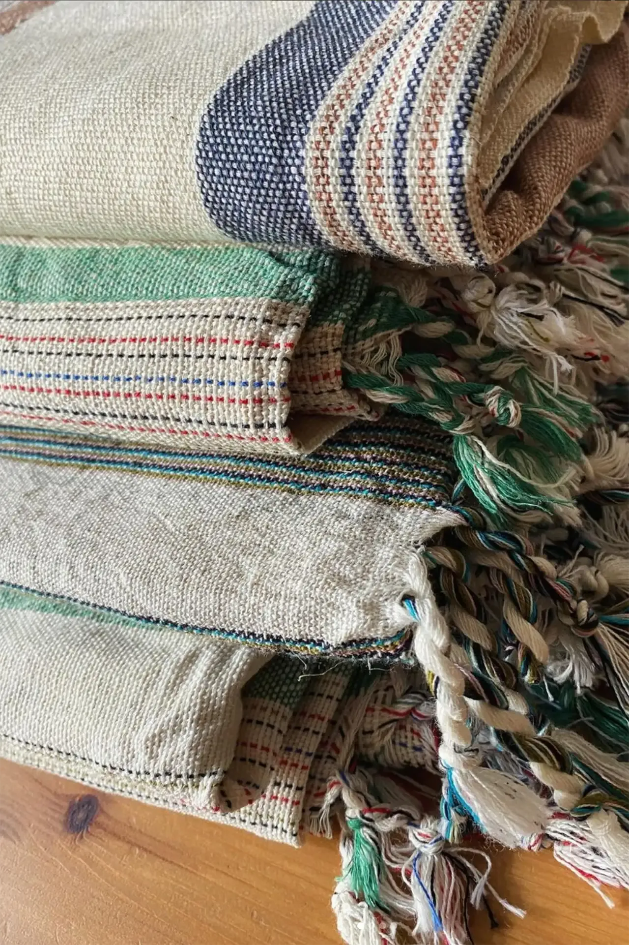 Traditional Hamam Towel – Handwoven – Green Lines
