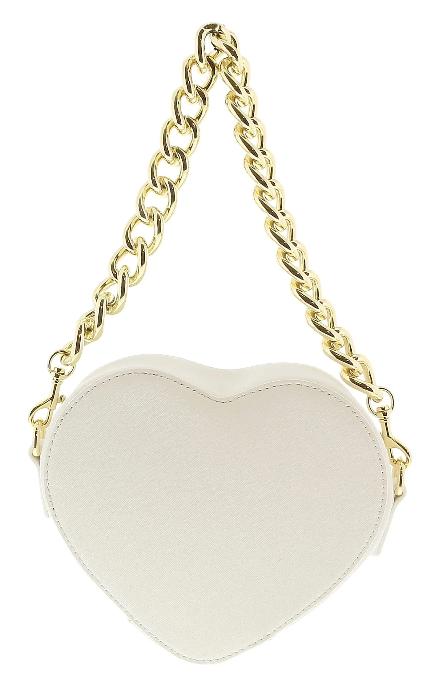 Versace Jeans Couture White Heart Chain Charm Embellished Small Crossbody Bag